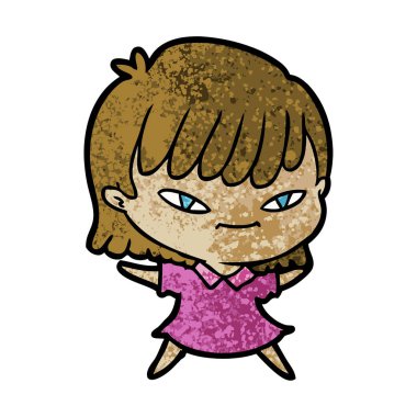 Çizgi filmdeki kadının vektör çizimi