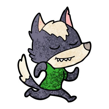 vektör çizim dostu karikatür kurt