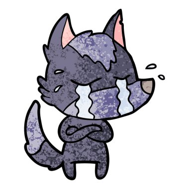 vektör çizim karikatür ağlayan kurt