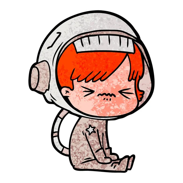 Vektorillustration Tecknad Astronaut Kvinna — Stock vektor