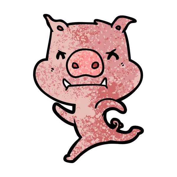 Illustration Vectorielle Cochon Dessin Animé Colère — Image vectorielle