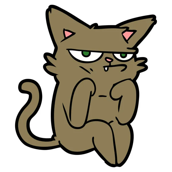 Vectorillustratie Van Knorrige Cartoon Kat — Stockvector