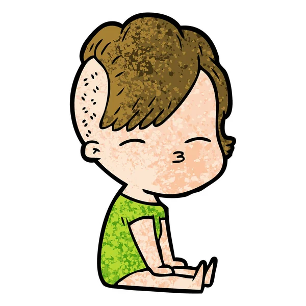 çizgi film kız gözlerini kısarak vektör çizim