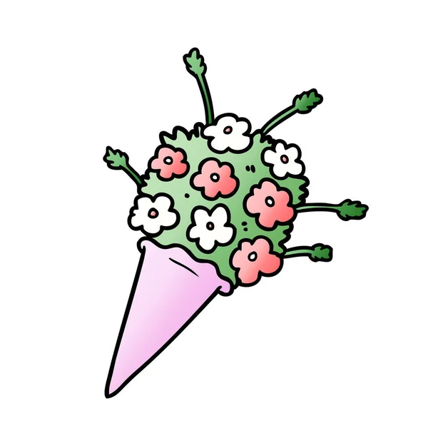 Vektorillustration Tecknade Blommor — Stock vektor