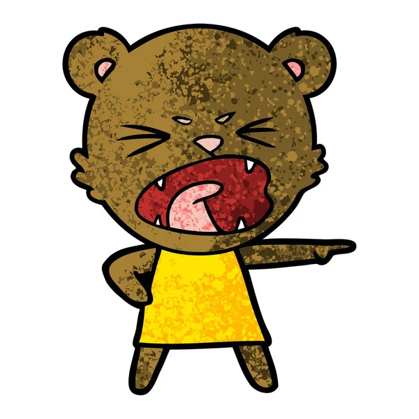 Angry Cartoon Bear Dress Shouting — Stock Vector