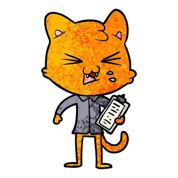 Vectorillustratie Van Cartoon Kat Sissende — Stockvector