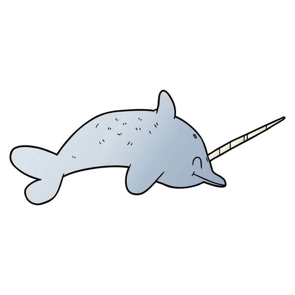 Vector Illustration Cartoon Narwhal — Stock Vector