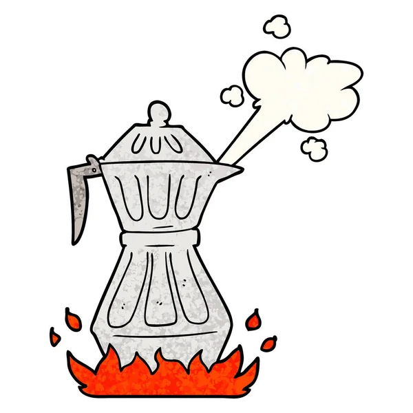 Cartoon Dampende Espresso Pot — Stockvector