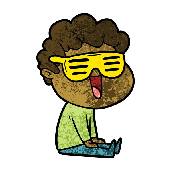 Vector Ilustración Reír Hombre Dibujos Animados — Vector de stock