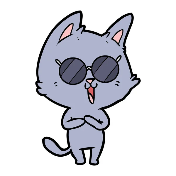 Divertido Dibujos Animados Gato Usando Gafas Sol — Vector de stock