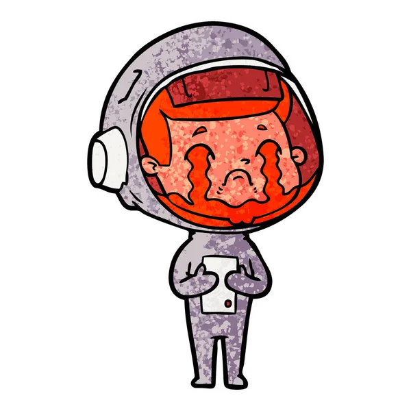 Ilustração Vetorial Astronauta Chorando Desenhos Animados — Vetor de Stock