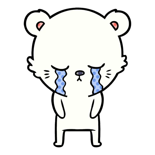 Triste Poco Polar Oso Dibujos Animados — Vector de stock