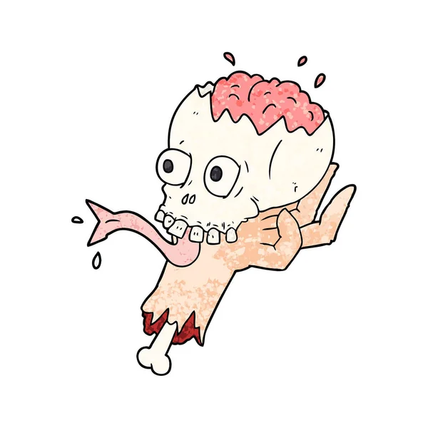 Desenho Animado Halloween Crânio Mão Zumbi —  Vetores de Stock