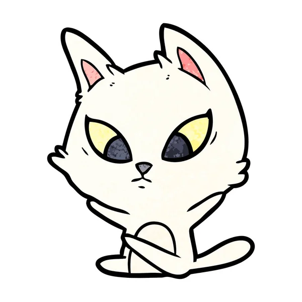 Confundido Gato Dibujos Animados Sentado — Vector de stock