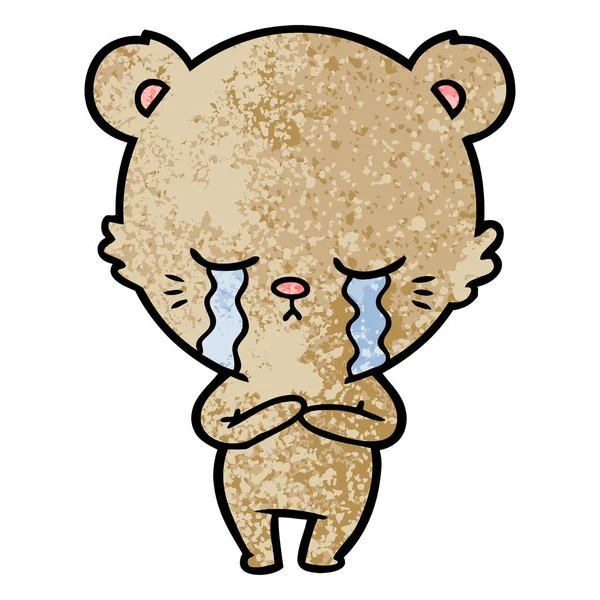 Vector Illustration Crying Cartoon Bear — Stock Vector