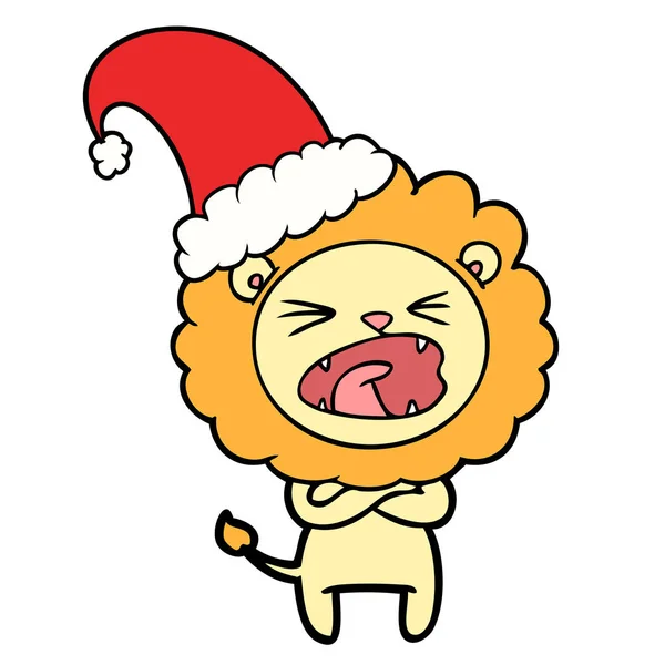 Карикатурный Злой Рождественский Лев — стоковый вектор