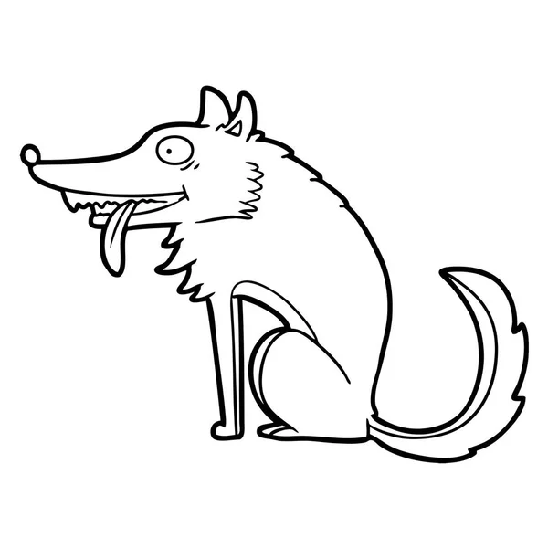 Vector Illustration Hungry Cartoon Wolf — Stock Vector