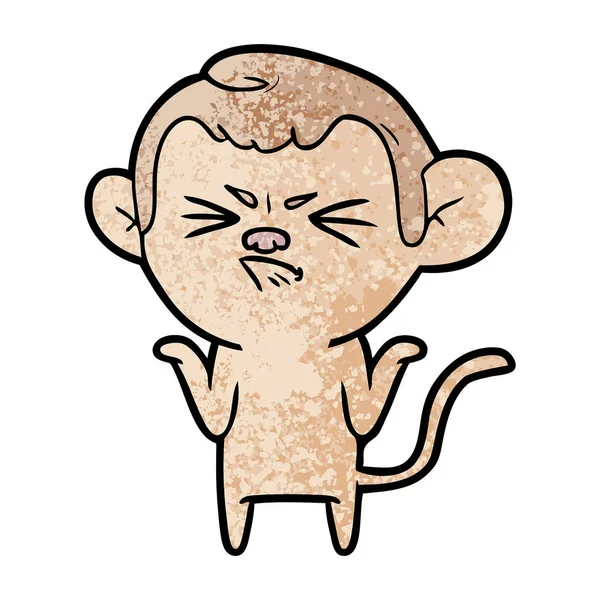 Vectorillustratie Voor Cartoon Angry Monkey Geïsoleerd Wit — Stockvector