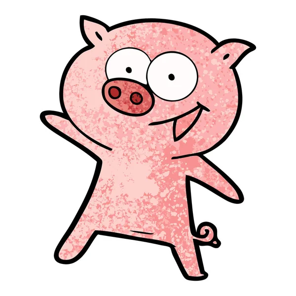 Cheerful Dancing Pig Cartoon — Stock Vector