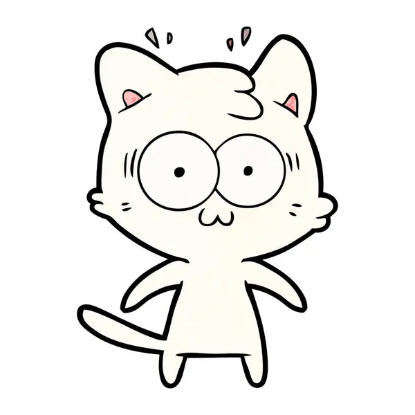 Vector Ilustración Dibujos Animados Sorprendido Gato — Vector de stock