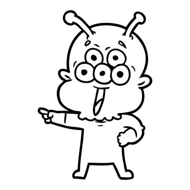 mutlu çizgi film uzaylı vektör çizim