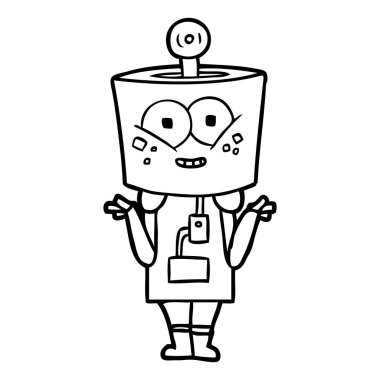 omuzlarında shrugging mutlu karikatür robot