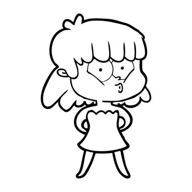 vektör çizim karikatür kız ıslık