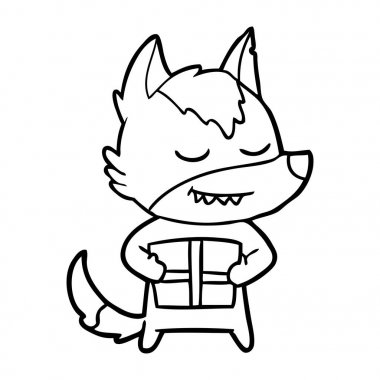 vektör çizim dostu karikatür kurt