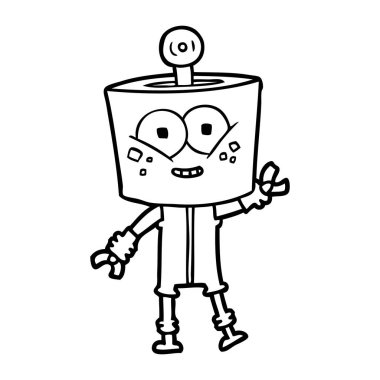 mutlu karikatür robot vektör çizim