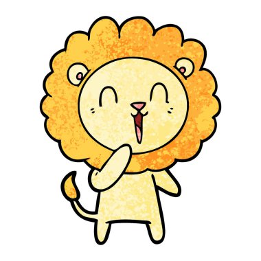Aslan karikatür gülen vektör çizim