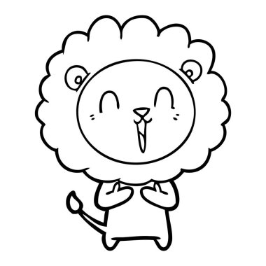 Aslan karikatür gülen vektör çizim