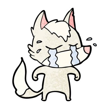 vektör çizim karikatür ağlayan kurt