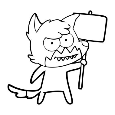 çizgi film sırıtan fox protesto işareti ile