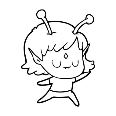 vektör çizim karikatür uzaylı kız