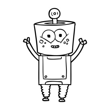 mutlu karikatür robot sallayarak Merhaba