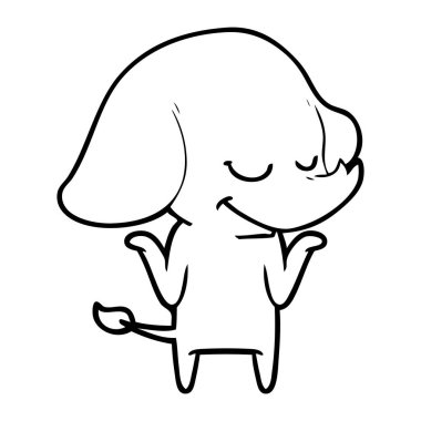 vektör çizim karikatür fil gülümseyen