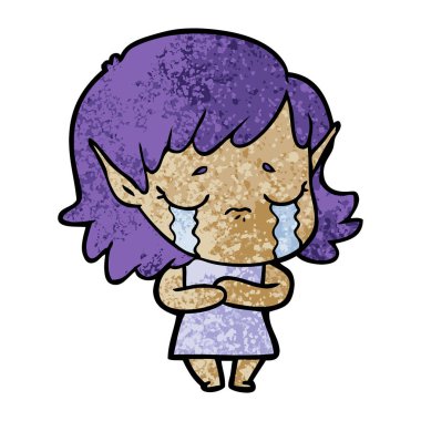 vektör çizim karikatür kız ağlıyor