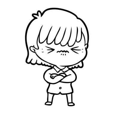 rahatsız çizgi film kız vektör çizim