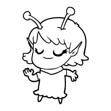 gülümseyen uzaylı kız çizgi film