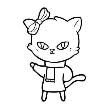 kış giysileri sevimli çizgi kedi