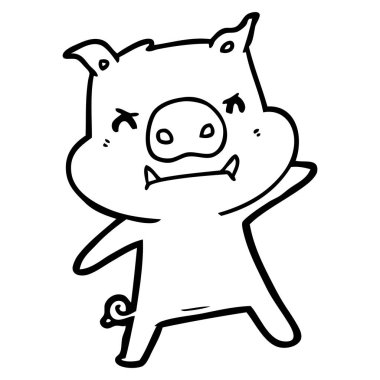 kızgın çizgi film domuz vektör çizim