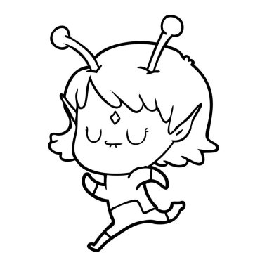 vektör çizim karikatür uzaylı kız