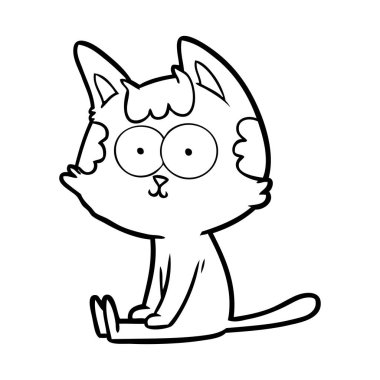 vektör çizim karikatür mutlu kedi