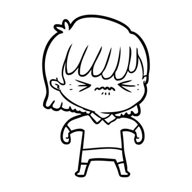rahatsız çizgi film kız vektör çizim