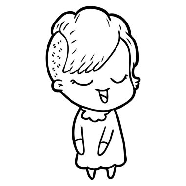 mutlu çizgi film kız vektör çizim