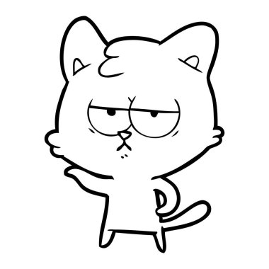 vektör çizim sıkılmış karikatür kedi