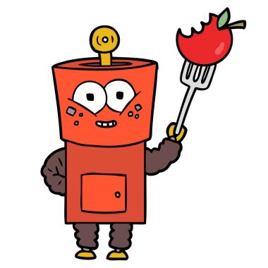 mutlu karikatür robot sallayarak Merhaba