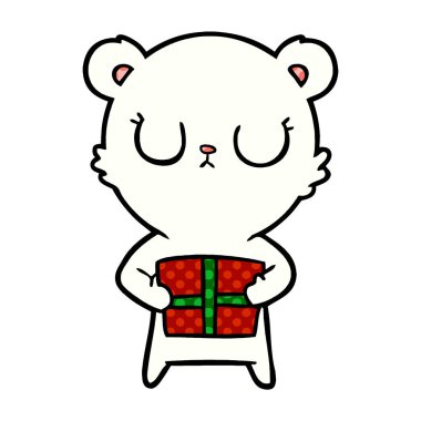 Kutup ayısı Noel mevcut karikatür ile