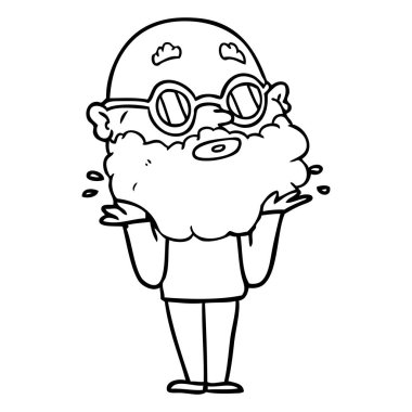 çizgi film meraklı adam sakal ve güneş gözlüğü