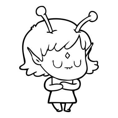 vektör çizim karikatür uzaylı kız